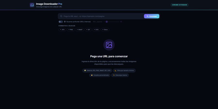 Image Downloader Pro — Extensión Chrome para descarga masiva de imágenes
